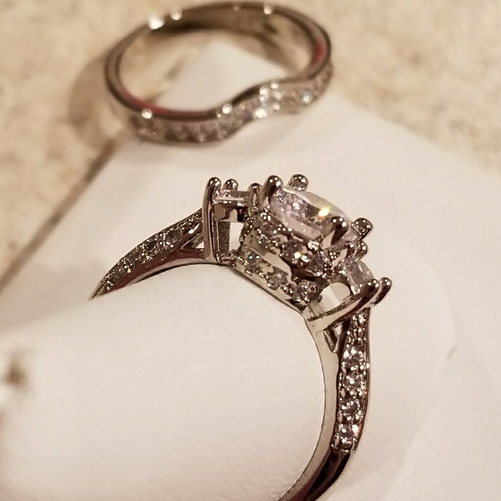 New S925 SP White Sapphire Set! Sizes  7, & 8! - Picture 7 of 8